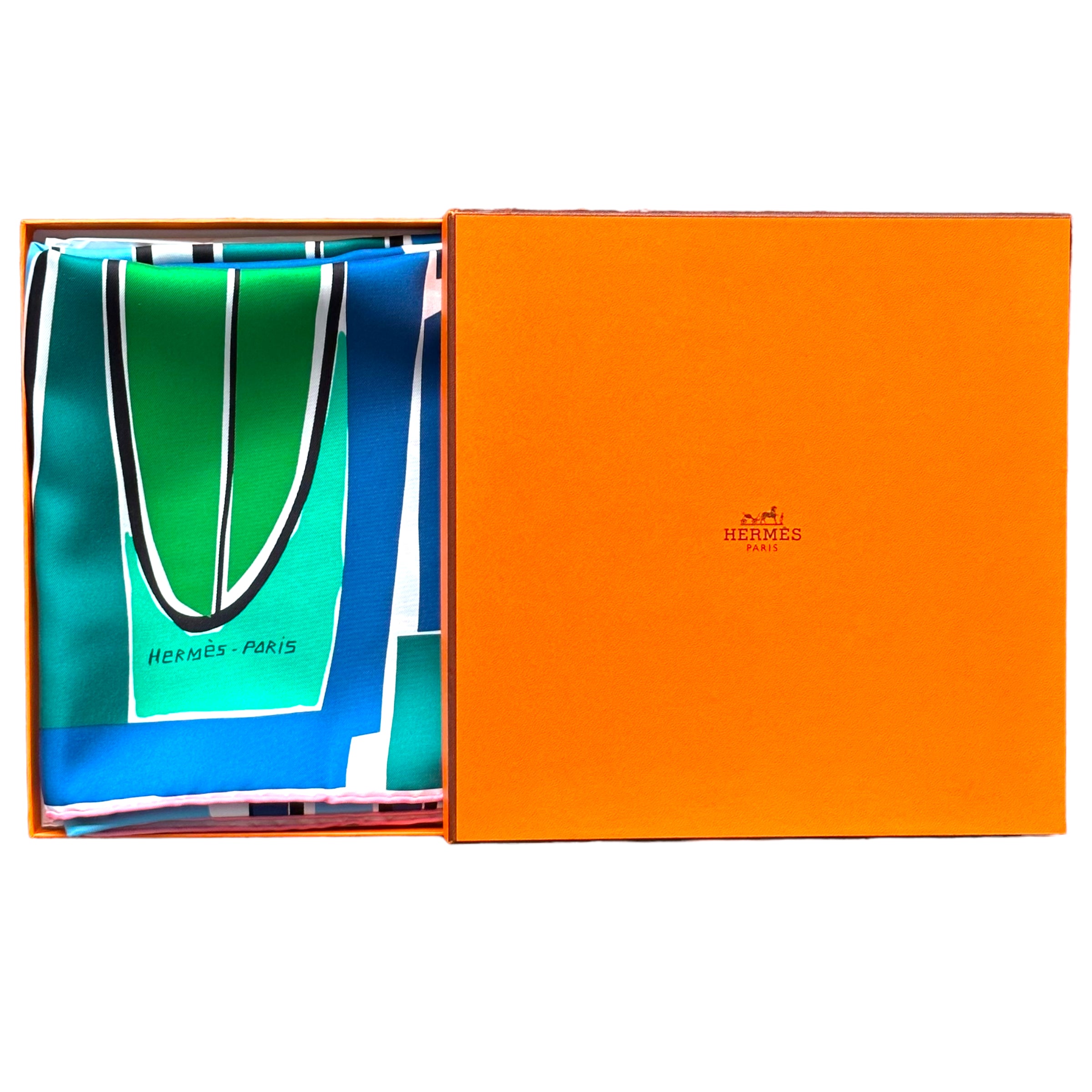 Sea, Surf & Fun designed by Filipe Jardim - Hermès scarf 90cm - 100% silk - blue