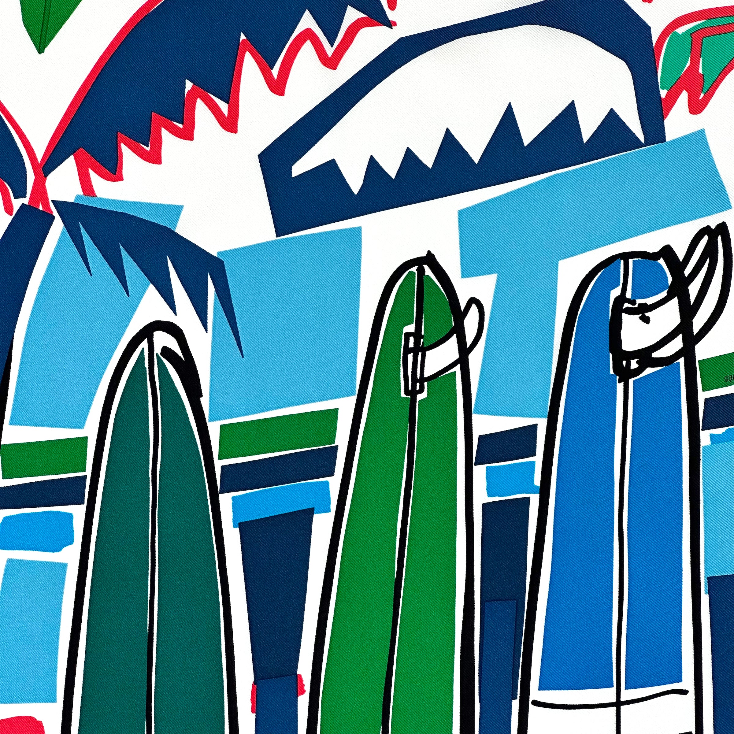 Sea, Surf & Fun designed by Filipe Jardim - Hermès scarf 90cm - 100% silk - blue