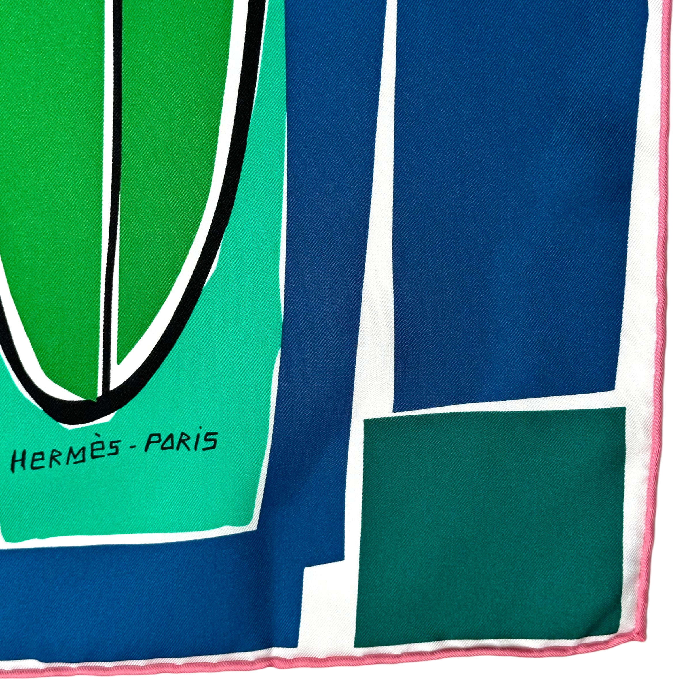 Sea, Surf & Fun designed by Filipe Jardim - Hermès scarf 90cm - 100% silk - blue