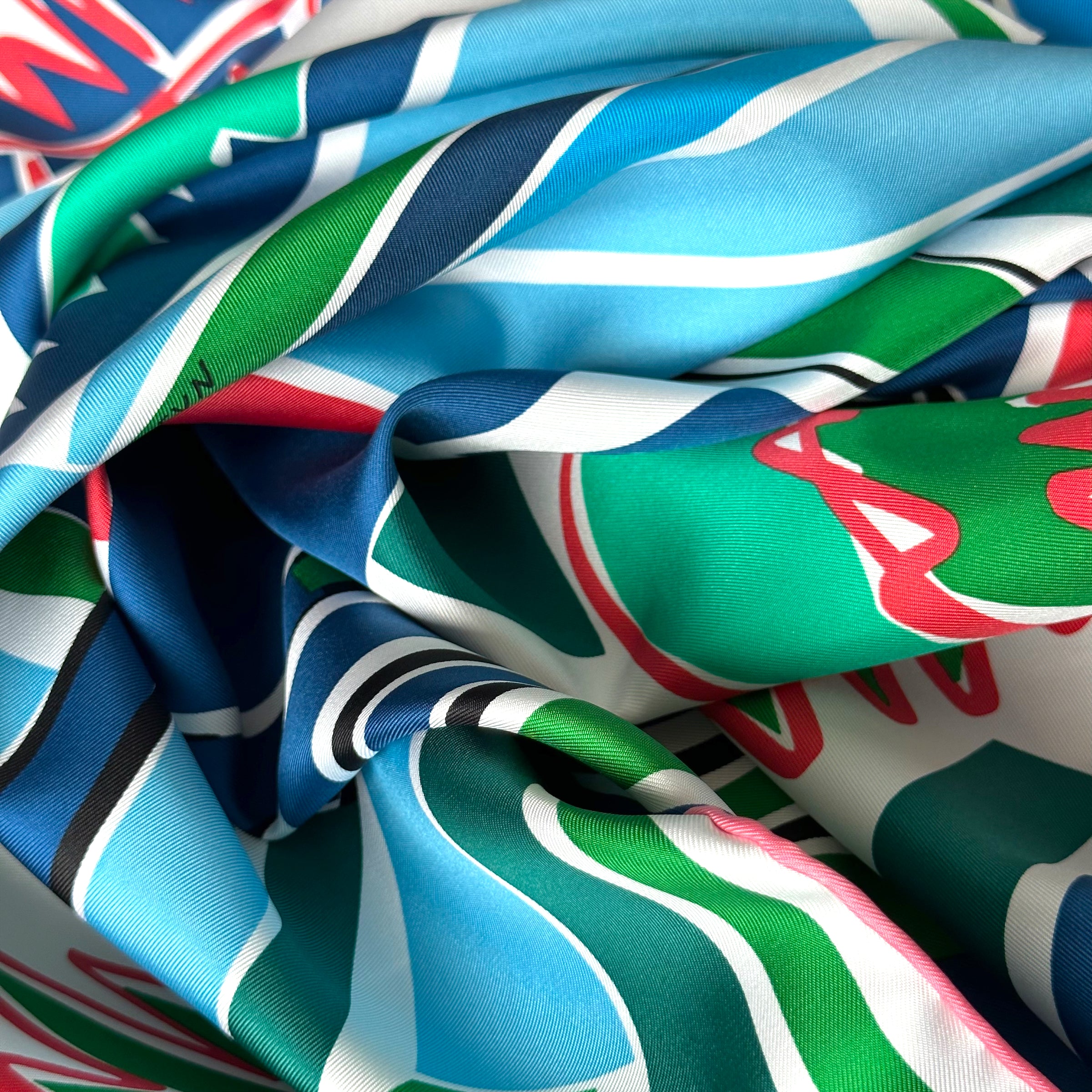 Sea, Surf & Fun designed by Filipe Jardim - Hermès scarf 90cm - 100% silk - blue