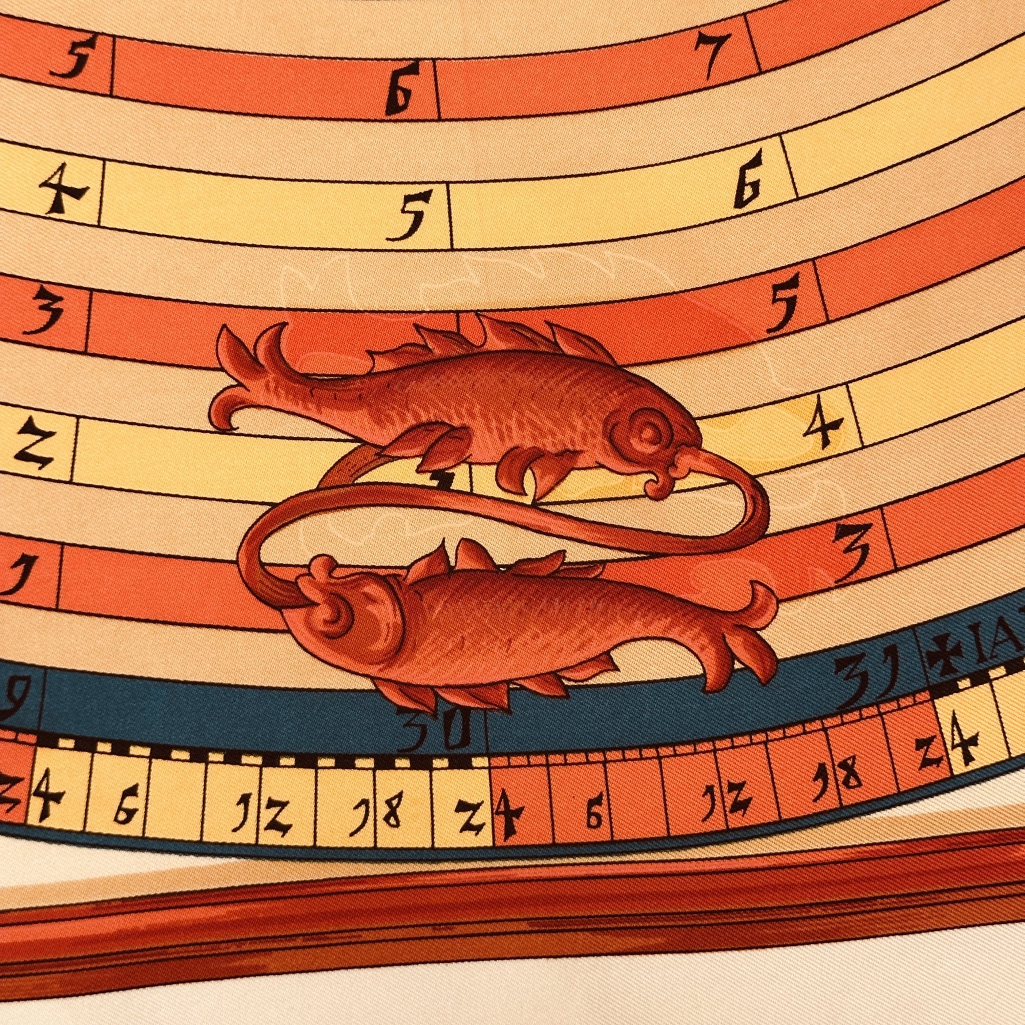 detail de poisson foulard carre hermes en soie dies et hore