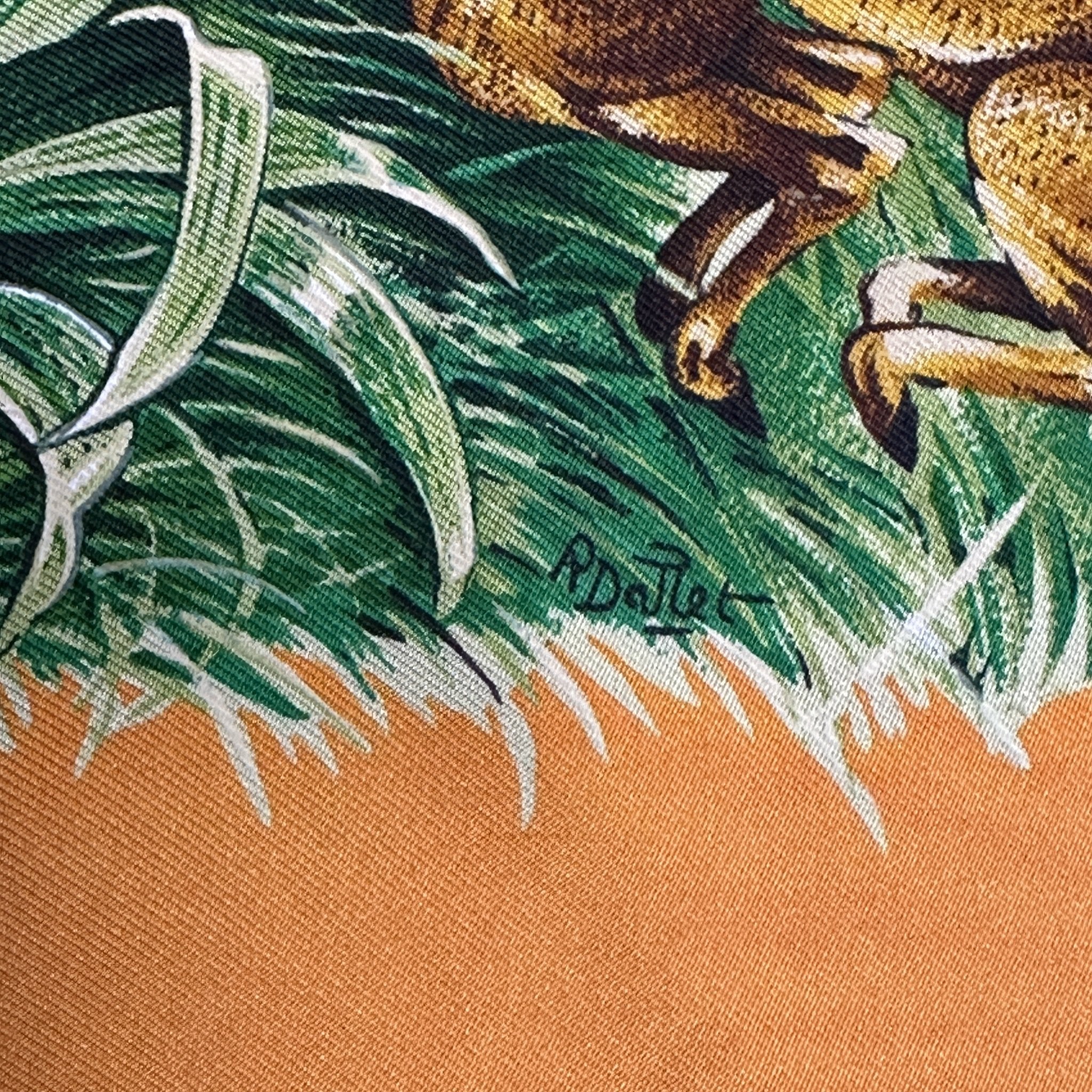 signature de robert dallet le designer du foulard hermes carre equateur modele wash de couleur orange