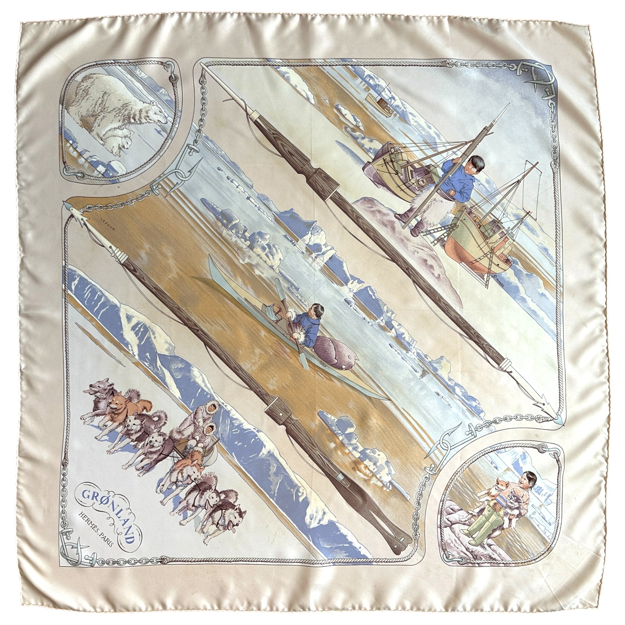 foulard carre hermes groenland dessin de philippe Ledoux